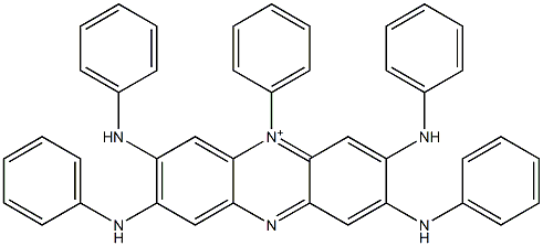 5-フェニル-2,3,7,8-テトラキス(フェニルアミノ)フェナジン-5-イウム 化学構造式
