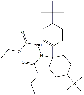 3-(エトキシカルボニル)-3-[4-tert-ブチル-1-(4-tert-ブチル-1-シクロヘキセニル)シクロヘキシル]カルバジン酸エチル 化学構造式