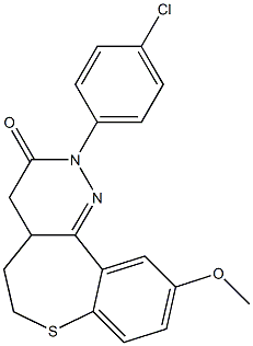 10-Methoxy-2-(4-chlorophenyl)-4,4a,5,6-tetrahydro[1]benzothiepino[5,4-c]pyridazin-3(2H)-one,,结构式