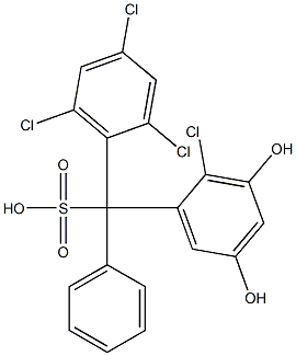 (2-Chloro-3,5-dihydroxyphenyl)(2,4,6-trichlorophenyl)phenylmethanesulfonic acid,,结构式