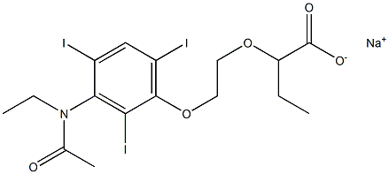 2-[2-[3-(N-Ethylacetylamino)-2,4,6-triiodophenoxy]ethoxy]butyric acid sodium salt Struktur