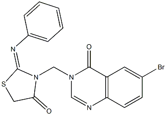 6-Bromo-3-[[4-oxo-2-(phenylimino)thiazolidin-3-yl]methyl]quinazolin-4(3H)-one 结构式