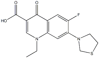1,4-Dihydro-1-ethyl-6-fluoro-7-(thiazolidin-3-yl)-4-oxoquinoline-3-carboxylic acid,,结构式