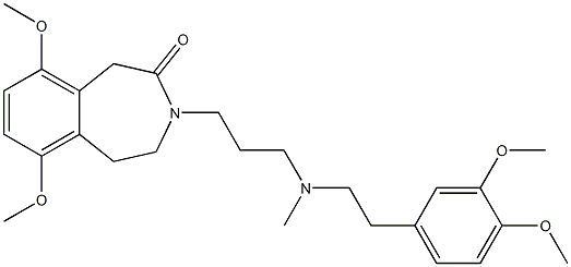 4,5-Dihydro-6,9-dimethoxy-3-[3-[N-methyl-2-(3,4-dimethoxyphenyl)ethylamino]propyl]-1H-3-benzazepin-2(3H)-one,,结构式