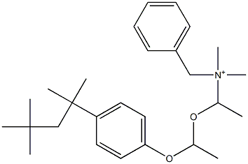 N-[1-[1-[4-(1,1,3,3-テトラメチルブチル)フェノキシ]エトキシ]エチル]-N,N-ジメチル-N-ベンジルアミニウム 化学構造式