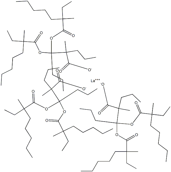 Lanthanum bis(2-ethyl-2-methylheptanoate)(2-methyl-2-propylhexanoate) Structure