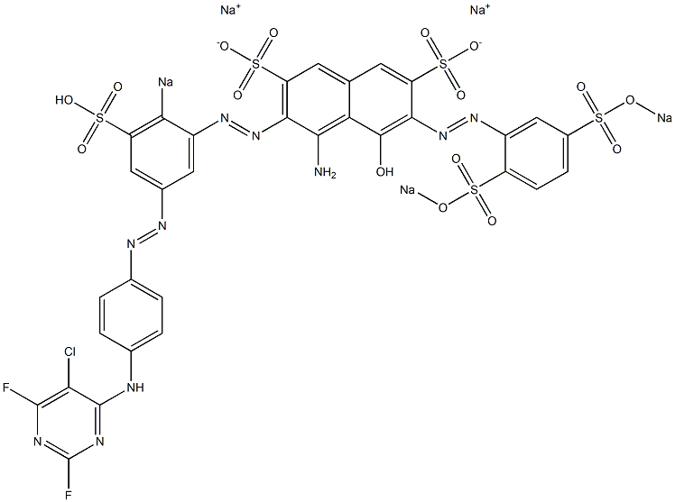 4-Amino-5-hydroxy-3-[2-sodiosulfo-5-[[4-(5-chloro-2,6-difluoropyrimidin-4-yl)aminophenyl]azo]phenylazo]-6-[2,5-bis(sodiosulfo)phenylazo]-2,7-naphthalenedisulfonic acid disodium salt