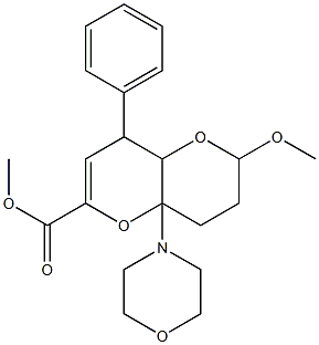 4,4a,6,7,8,8a-Hexahydro-4-phenyl-6-methoxy-8a-morpholinopyrano[3,2-b]pyran-2-carboxylic acid methyl ester Struktur