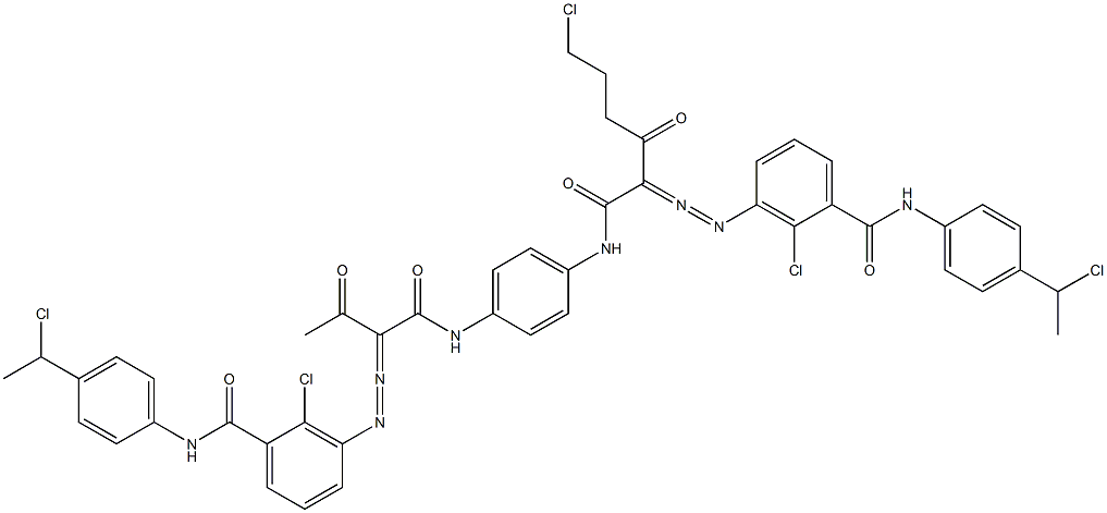 3,3'-[2-(2-Chloroethyl)-1,4-phenylenebis[iminocarbonyl(acetylmethylene)azo]]bis[N-[4-(1-chloroethyl)phenyl]-2-chlorobenzamide],,结构式