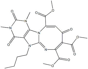 1,3-Dimethyl-5-butyl-2,4,9-trioxo-1,2,3,4,5,9-hexahydro[1,3]diazocino[1,2-e]purine-7,8,11-tricarboxylic acid trimethyl ester,,结构式