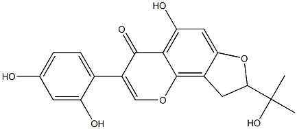 8,9-Dihydro-8-(1-hydroxy-1-methylethyl)-3-(2,4-dihydroxyphenyl)-5-hydroxy-4H-furo[2,3-h]-1-benzopyran-4-one Struktur