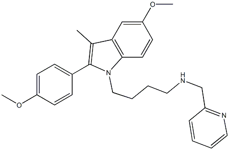 5-メトキシ-2-(4-メトキシフェニル)-3-メチル-1-[4-[(2-ピリジニルメチル)アミノ]ブチル]-1H-インドール 化学構造式