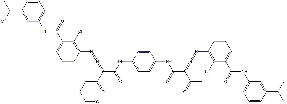 3,3'-[2-(2-Chloroethyl)-1,4-phenylenebis[iminocarbonyl(acetylmethylene)azo]]bis[N-[3-(1-chloroethyl)phenyl]-2-chlorobenzamide],,结构式