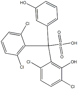 (2,6-ジクロロフェニル)(2,5-ジクロロ-6-ヒドロキシフェニル)(3-ヒドロキシフェニル)メタンスルホン酸 化学構造式