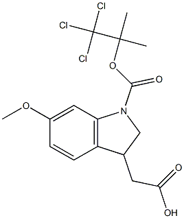 2,3-Dihydro-1-(2,2,2-trichloro-1,1-dimethylethoxycarbonyl)-6-methoxy-1H-indole-3-acetic acid Struktur