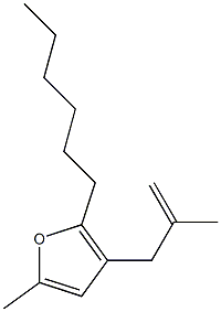 2-Hexyl-5-methyl-3-(2-methylallyl)furan,,结构式