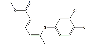 (2E)-5-[(3,4-ジクロロフェニル)チオ]-2,4-ヘキサンジエン酸エチル 化学構造式