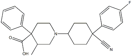 1-[4-Cyano-4-(4-fluorophenyl)cyclohexyl]-3-methyl-4-phenyl-4-piperidinecarboxylic acid Struktur