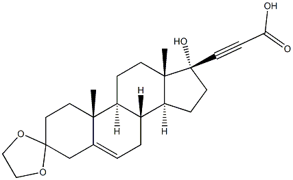 (17R)-3,3-Ethylenebisoxy-17-hydroxypregn-5-en-20-yne-21-carboxylic acid Structure