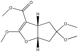 (3aS,6aS)-3a,5,6,6a-Tetrahydro-2,5,5-trimethoxy-4H-cyclopenta[b]furan-3-carboxylic acid methyl ester Struktur