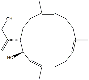(1E,3R,4S,7E,11E)-1,7,11-Trimethyl-4-(1-methylene-2-hydroxyethyl)cyclotetradeca-1,7,11-trien-3-ol,,结构式
