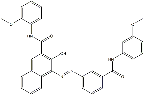 4-[[3-[[(3-メトキシフェニル)アミノ]カルボニル]フェニル]アゾ]-3-ヒドロキシ-N-(2-メトキシフェニル)-2-ナフタレンカルボアミド 化学構造式