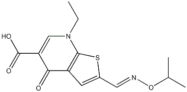 2-[(イソプロポキシイミノ)メチル]-7-エチル-4,7-ジヒドロ-4-オキソチエノ[2,3-b]ピリジン-5-カルボン酸 化学構造式