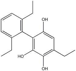 6-エチル-3-(2,6-ジエチルフェニル)ベンゼン-1,2,4-トリオール 化学構造式