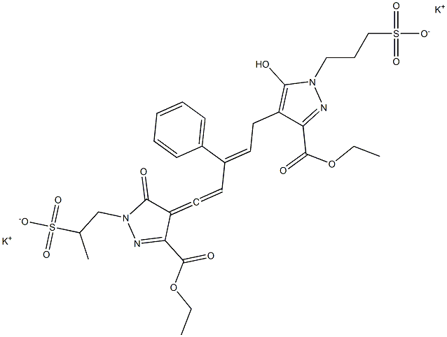 3-[3-Ethoxycarbonyl-5-hydroxy-4-[3-phenyl-5-[3-ethoxycarbonyl-5-oxo-1-(2-sulfopropyl)-2-pyrazolin-4-ylidene]-2,4-pentadienyl]-1H-pyrazol-1-yl]propane-1-sulfonic acid dipotassium salt Struktur