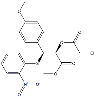 (2S,3S)-2-(クロロアセトキシ)-3-(4-メトキシフェニル)-3-(2-ニトロフェニルチオ)プロピオン酸メチル 化学構造式