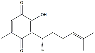 2-ヒドロキシ-5-メチル-3-[(S)-1,5-ジメチル-4-ヘキセニル]-1,4-ベンゾキノン 化学構造式