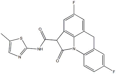 4,8-ジフルオロ-N-(5-メチル-2-チアゾリル)-1,2-ジヒドロ-1-オキソ-6H-ピロロ[3,2,1-de]アクリジン-2-カルボアミド 化学構造式