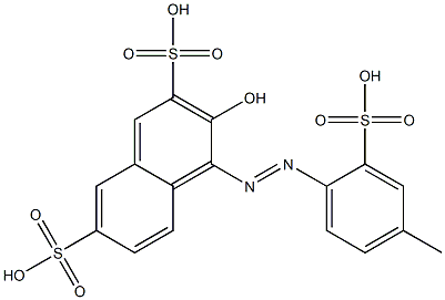 3-ヒドロキシ-4-[(4-メチル-2-スルホフェニル)アゾ]-2,7-ナフタレンジスルホン酸 化学構造式