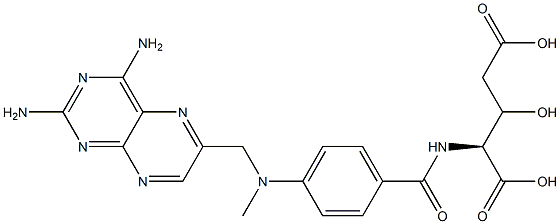 (2S)-2-[4-[N-(2,4-Diamino-6-pteridinylmethyl)-N-methylamino]benzoylamino]-3-hydroxyglutaric acid Struktur