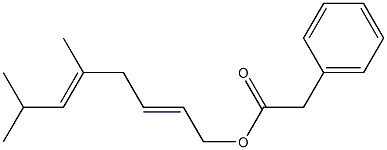 Phenylacetic acid 5,7-dimethyl-2,5-octadienyl ester Structure