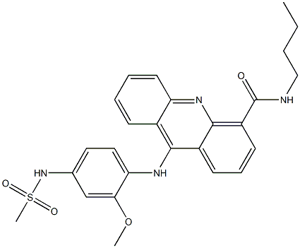 N-[4-[(4-ブチルカルバモイル-9-アクリジニル)アミノ]-3-メトキシフェニル]メタンスルホンアミド 化学構造式