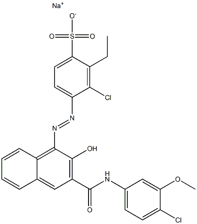 3-Chloro-2-ethyl-4-[[3-[[(4-chloro-3-methoxyphenyl)amino]carbonyl]-2-hydroxy-1-naphtyl]azo]benzenesulfonic acid sodium salt,,结构式