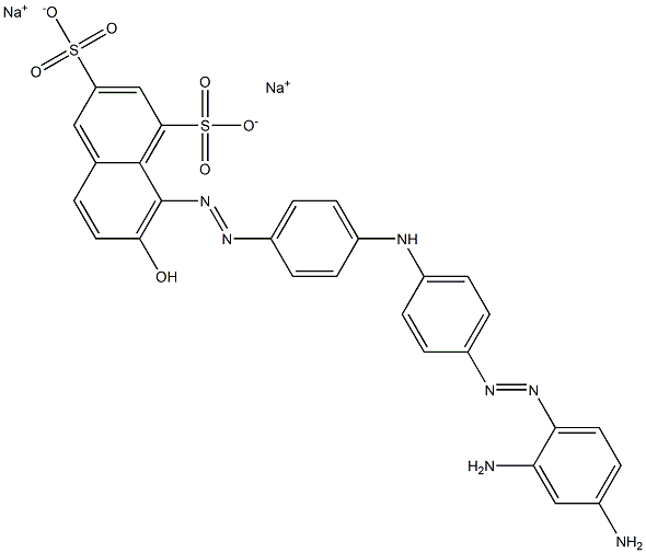 8-[[4-[[4-[(2,4-ジアミノフェニル)アゾ]フェニル]アミノ]フェニル]アゾ]-7-ヒドロキシナフタレン-1,3-ジスルホン酸二ナトリウム 化学構造式