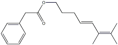 Phenylacetic acid 6,7-dimethyl-4,6-octadienyl ester Structure