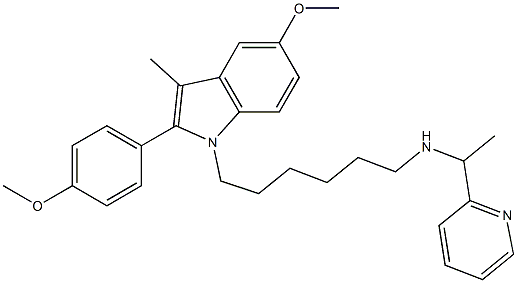 5-Methoxy-2-(4-methoxyphenyl)-3-methyl-1-[6-[1-(2-pyridinyl)ethylamino]hexyl]-1H-indole Struktur