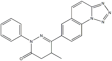 1-フェニル-4,5-ジヒドロ-4-メチル-3-(テトラゾロ[1,5-a]キノリン-7-イル)ピリダジン-6(1H)-オン 化学構造式