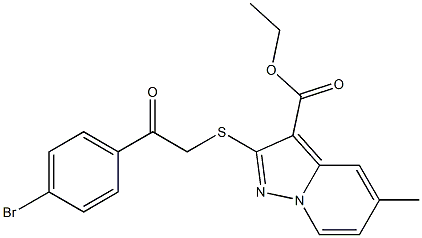 2-[[(4-Bromophenylcarbonyl)methyl]thio]-5-methylpyrazolo[1,5-a]pyridine-3-carboxylic acid ethyl ester Struktur