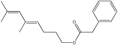 Phenylacetic acid 5,7-dimethyl-4,6-octadienyl ester Struktur