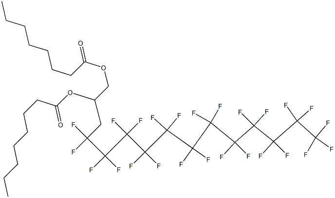 Dioctanoic acid 4,4,5,5,6,6,7,7,8,8,9,9,10,10,11,11,12,12,13,13,14,14,15,15,15-pentacosafluoro-1,2-pentadecanediyl ester 结构式