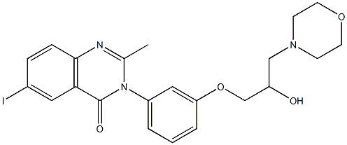 6-Iodo-3-[3-[2-hydroxy-3-morpholinopropoxy]phenyl]-2-methylquinazolin-4(3H)-one Struktur