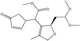 2-[(5R)-3-Oxo-1-cyclopenten-5-yl]-2-[[(5R)-5-(2,2-dimethoxyethyl)-3-methyl-2,5-dihydrofuran]-4-yl]acetic acid methyl ester 结构式