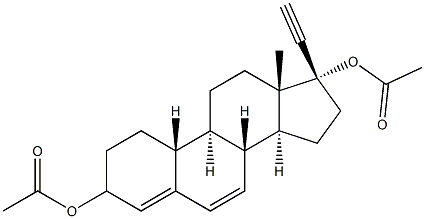 (17R)-19-Norpregna-4,6-dien-20-yne-3,17-diol diacetate Struktur