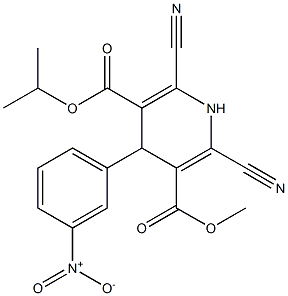 4-(3-ニトロフェニル)-2-シアノ-6-シアノ-1,4-ジヒドロピリジン-3,5-ジカルボン酸3-メチル5-イソプロピル 化学構造式