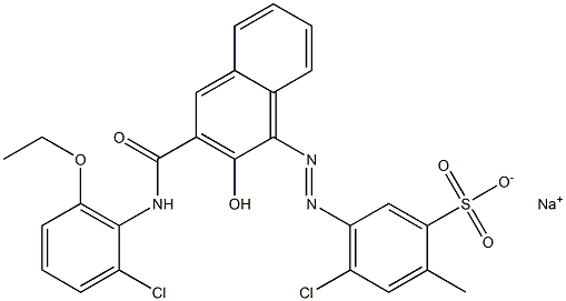 4-クロロ-2-メチル-5-[[3-[[(2-クロロ-6-エトキシフェニル)アミノ]カルボニル]-2-ヒドロキシ-1-ナフチル]アゾ]ベンゼンスルホン酸ナトリウム 化学構造式