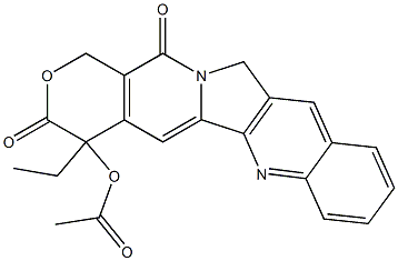 4-アセチルオキシ-4-エチル-1H-ピラノ[3',4':6,7]インドリジノ[1,2-b]キノリン-3,14(4H,12H)-ジオン 化学構造式